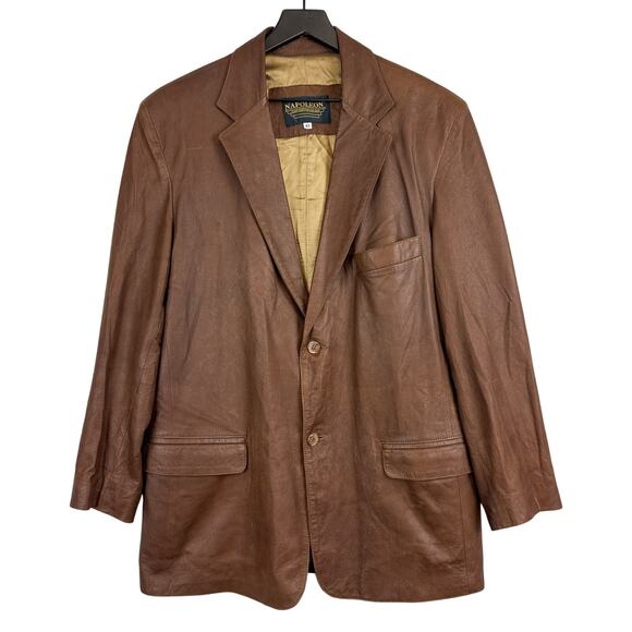 Napoleon Buttery Soft Leather Mens Sportcoat Blazer Jacket Brown - 42 - Picture 1 of 11